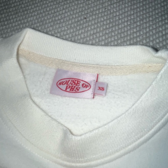 Women’s House Of Ph8 Basic Oversized Cream Crewneck Sweatshirt Sz Xs - Picture 4 of 4